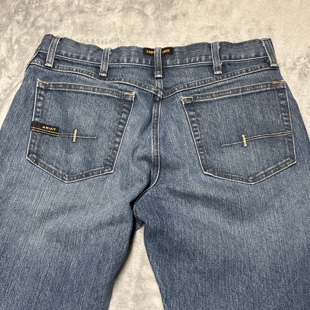 Ariat Jeans Mens 32x32 Blue Denim Rebar M4 Relaxed Boot Cut Denim Western Work - Picture 8 of 8